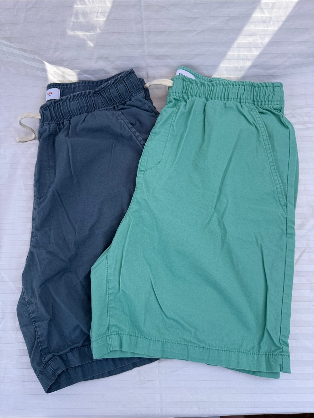 Teal and Charcoal Elastic Waist Shorts Duo